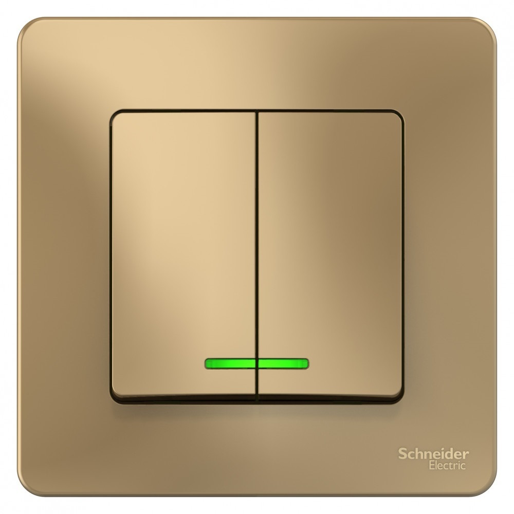 Выключатель Systeme Electric Blanca двухклавишный встраиваемый титан с подсветкой (BLNVS010514)