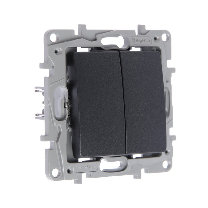 Механизм выключателя-переключателя автоматический Legrand Etika Plus, СП, двухклавишный, антрацит