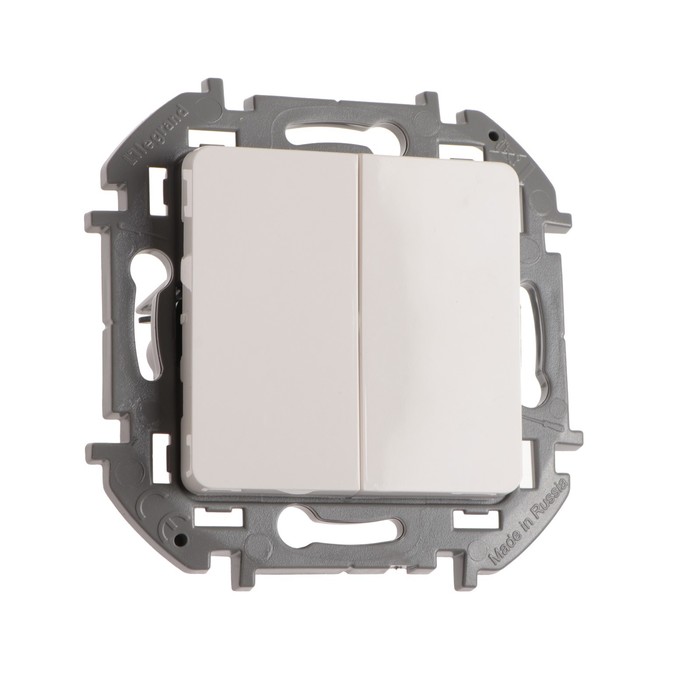 Выключатель двухклавишный Legrand INSPIRIA, 10 AX, 250 В, белый